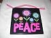 Peace Flowers Wooden Wall Art Sign Girls Bedroom Decor Hot Pink Black Teen Room
