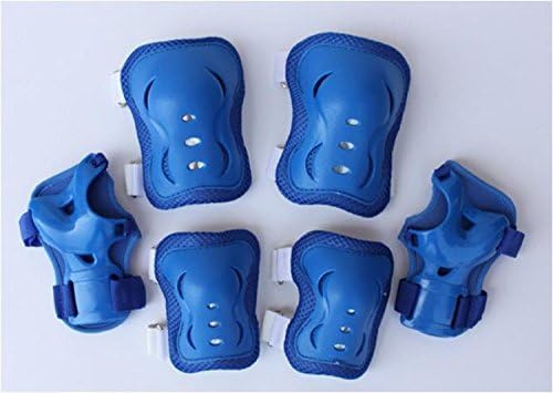 Makhry Children Pad Set Kid's Rollerskate Blading Wrist Elbow Knee Pads Blades Guard 6 PCS Set (Pure Blue)