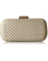 La Regale Faux Leather Woven Minaudiere Clutch