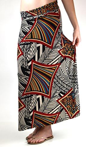 Colorful Stylish Long Spring Maxi Skirt (Large, Multi-color Abstract)