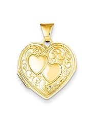 Sterling Silver Gold-Plated 18mm Double Heart Heart Locket. Metal Wt- 1.62g