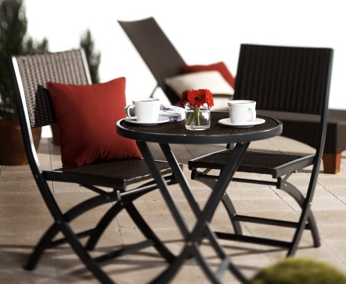 Strathwood Ritta All-Weather Wicker 3-Piece Bistro Set - Dark Gray product image
