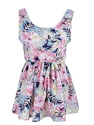 Floral Print Tropical Print Scoop Neck Sleeveless Skater Dress 