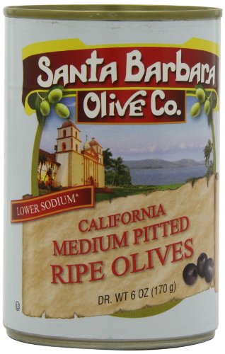 Santa Barbara Olive Co. California Medium Pitted Ripe Olives, 6 Ounce Tins (Pack of 12)