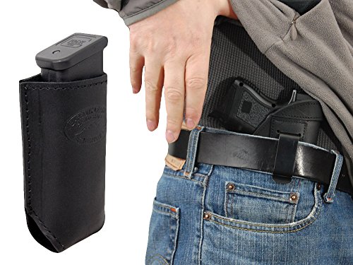 New Barsony Black Leather IWB Holster + Magazine Pouch for S&W M&P Shield right