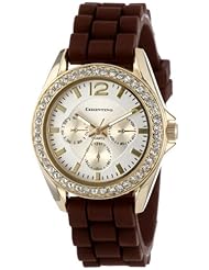 Cerentino Womens CR106-BRN  Brown Silicone Rubber Rhinestones Watch
