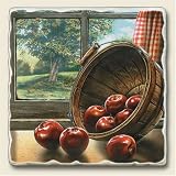 Apple Basket in Window Tumbled Stone Trivet