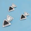 Sterling Silver Pendant and Earrings Set - Triangle Design in Black Onyx with Clear CZ
