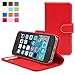 iPhone 5 / 5s Case, Snugg - Red Leather iPhone 5/5s Flip Case Premium Wallet Phone Cover with Card Slots for Apple iPhone 5 / 5s