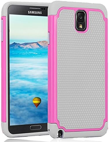 Galaxy Note 3 Case,Jaweke [Drop Protection] [Shock Proof] Soft TPU + Hard PC High Impact Hybrid Dual Layer Armor Defender Rugged Protective Slim Case Shell For Samsung Galaxy Note 3(Gray/Rose)