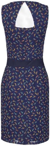 MyMust Women's Bird Print Dress Size 6 Navy