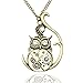 Vintage Ornate 3D Owl Moon Watch Clock Hand Gear Cog Steampunk Chain Fancy Dress Necklace