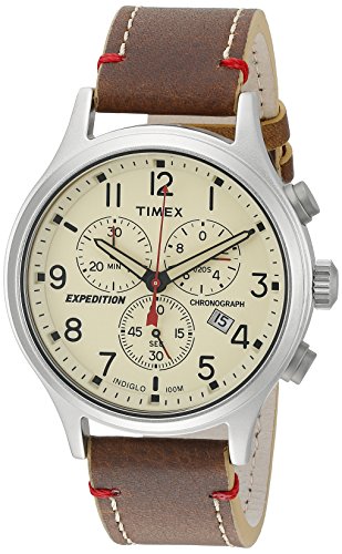 Timex Men s TW4B04300 Expedition Scout Chrono Brown/Natural Leather Strap Watch