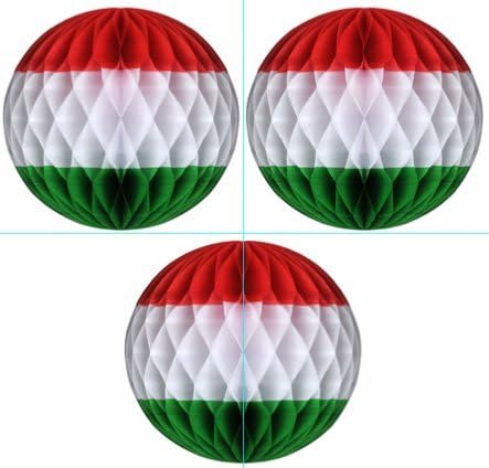 Tri-Color Tissue Balls - Party Decoration 12 Red, White, Green (Set of 3) - Italy, Mexico, Hungary, etc.