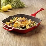 ProCook Cast Iron Square Griddle Graduated Red 26cm