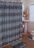 4pcs Bath Rug Set Leopard Black/White Print Bathroom Rug Shower Curtain Mat / Rings