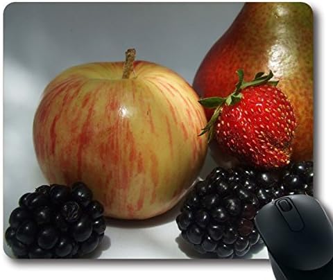 Custom Super Mouse Pad with Apple Pear Blackberry Flower Non-Slip Neoprene Rubber Standard Size 9 Inch(220mm) X 7 Inch(180mm) X 1/8 Inch(3mm) Desktop Mousepad Laptop Mouse pads Comfortable Computer Mouse Mat