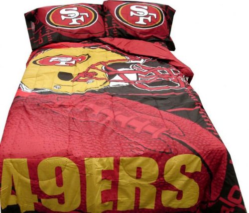 NFL Football San Francisco 49ers Logo 5 Piece Comforter, Fitted, Flat, Pillowcase Bed-in-a-bag Set Queen Size