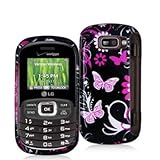 Pink Butterfly Flowers Design Crystal Hard Skin Case Cover for LG Octane VN ....