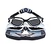 Adult Swim Goggles Mirrored Anti Fog Uv Protection Waterproof with Free Case and Ear Plugs for Swimming, Quick Adjusting Silicone Head Strap Flexible Nose Bridge Tinted Lenses Comfortable for Men Women Youth Black