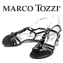 MARCO TOZZI, Damen T-Strap Sandalette, Schmuckapplikationen, schwarz