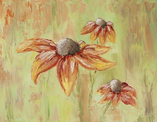 8x10 Original Oil Painting – Echinacea Flowers | Orange Floral Art on Canvas Panel | Textured Palette Knife Impasto | Hand-Painted Botanical Wall Decor