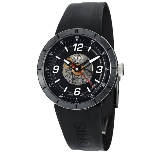Oris TT1 Skeleton Engine Black Rubber Strap Mens Watch 733-7668-4114RS