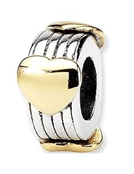 Reflection Beads Silver 14kt Heart Ribbon Love Bead