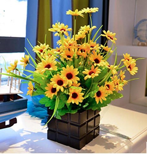 WEISHY Sunflowers Simulation Artificial Flower Suit Plastic Flower Pot Bonsai (Sunflowers+black wooden pot)