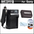 Battery And Charger Kit For Sony Cyber-Shot DSC-HX100V, DSC-HX200V Digital Camera Includes Extended (1000mAh) Replacement NP-FH50 Battery + Ac/Dc Rapid Travel Charger + LCD Screen Protectors + MicroFiber Cleaning Cloth