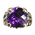 Large Square Two-Tone Purple Stone Ring