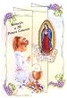 100 Quad-Fold First Communion Invitations in Spanish (Made in Italy), with Envelopes, 5.5" x 3.5" - Girl and Guadalupe
