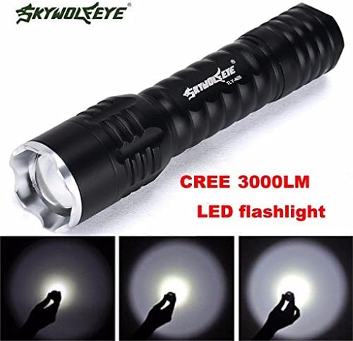 FUA® Zoomable Focus 3000 Lumens 3 Modes CREE XML T6 LED 18650 Flashlight Torch Lamp (C)