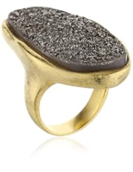 Marcia Moran "Illume" Titanium Druzy Stone Odd Shape 18k Gold-Plated Ring,