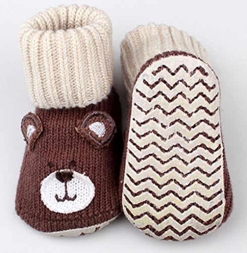 Newborn Baby Infant Brown Bear Anti Skid Slipper Sock Shoes