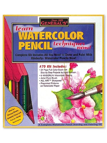 General's Kimberly Learn Watercolor Pencil Techniques Now! Kit, Complete Watercolor Pencil Lesson and Tools (70)