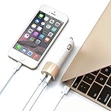 Satechi 48W Type Cと標準USB Aポート付 車載アダプター　対応: Apple Macbook 12 Inch, LG G5, Nexus 5X/6P, HTC 10など (ゴールド)