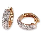 1/2 Carat Pave Set Diamond Hoop Earrings in Yellow Gold (with Safety Lock)