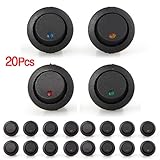 スイッチ，SODIAL(R)20Xロッカースイッチ　バイポーラオン　オフLED多色3ピン