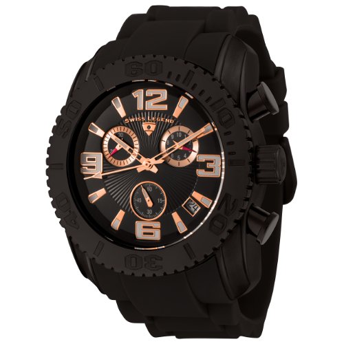 Swiss Legend Men's 20067-BB-01-RA Commander Collection Chronograph Black Ion-Plated Black Rubber Watch