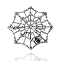 Sterling Silver Marcasite and Onyx Spider Web Pin