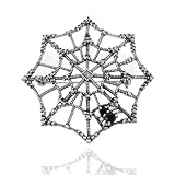 Sterling Silver Marcasite and Onyx Spider Web Pin