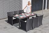 7-Piece Outdoor Furniture Dining Set with Large Glass-Top Table - Model LINEA 3