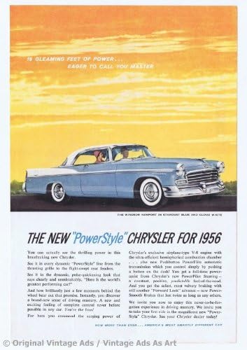 1956 Chrysler Windsor Newport Coupe Stardust Blue &amp; Cloud White Vintage Ad