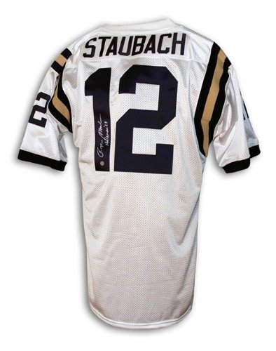 Roger Staubach Autographed/Hand Signed Navel Academy White Throwback Jersey Inscribed ''Heisman 63''