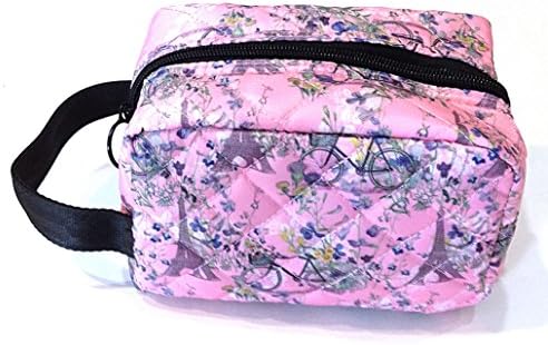 Cosmetic/Travel Bag -"Paris Trip" Eiffel Tower, Bike & Floral Design