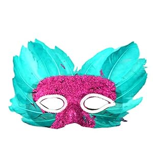 Venetian Style Feather Cosplay Halloween Costume Party Ball Masquerade Mask (Blue)
