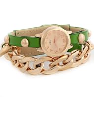 HACBIWA New Hot Womens Ladies Girls Punk Plating Leatheroid Acrylic Chain Watch