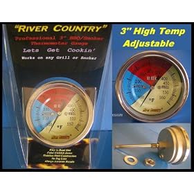 3 RC Adjustable BBQ, Grill, Smoker Thermometer (100 to 550 F) by Smokers