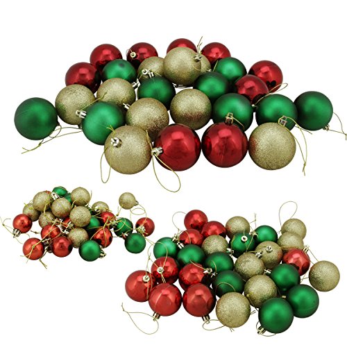 81ct Green, Red and Gold 3-Finish Shatterproof Ball Christmas Ornaments 1.25″ – 2.25″ 81ct Green, Red and Gold 3-Finish Shatterproof Ball Christmas Ornaments 1.25″ – 2.25″